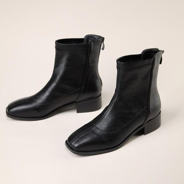 

boots black burgundy vegan leather winter ankle for women warm fur flat heel woman 2021 sell short