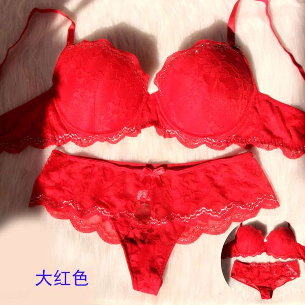 

miscellaneous lingerie set of fashion bra lace thin cup, Red;black
