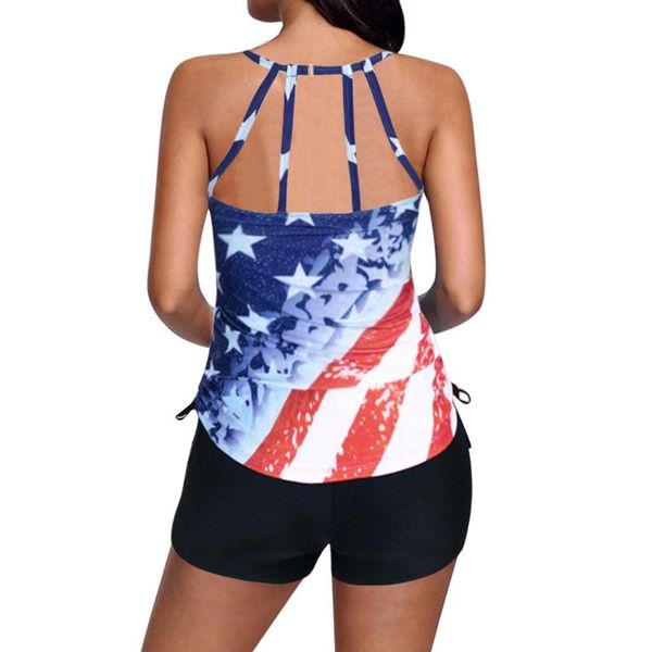 

women's swimwear swimsuit independence day flag swim wading sports split conservative temperament summer bikinis 2021 mujer, White;black