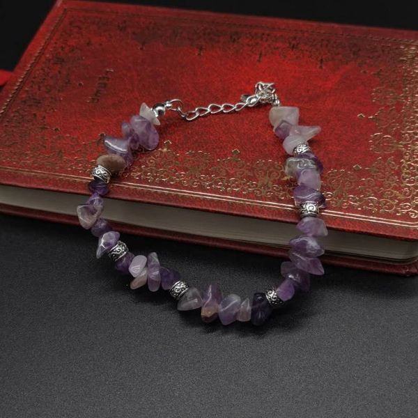 

natural crushed amethyst semi precious stone strand bracelet handmade women bohemian style bracelets jewelry, Black