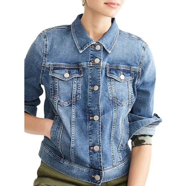 Jaquetas femininas vicabo mulher jaqueta de cor sólida manga longa slim montado outono 2021 mulheres vestuário denim casaco casual lapela bolsos jean