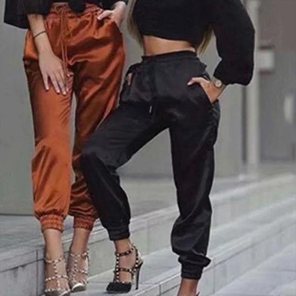 

spring summer fashion solid womens capri high waist loose harem joggers casual streetwear, Black;white
