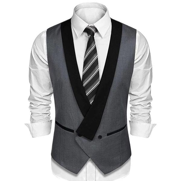 

men's vests mens double breasted vest big black shawl lapel one piece gray waistcoat gentleman for formal wedding tuxedo clothing, Black;white