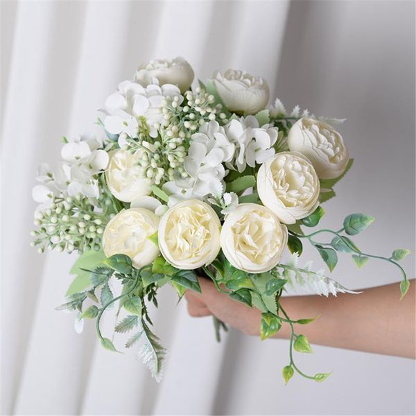 

decorative flowers & wreaths 5 forks/bundle 25cm artificial peony bouquet home decoration accessories silk fake wedding holding