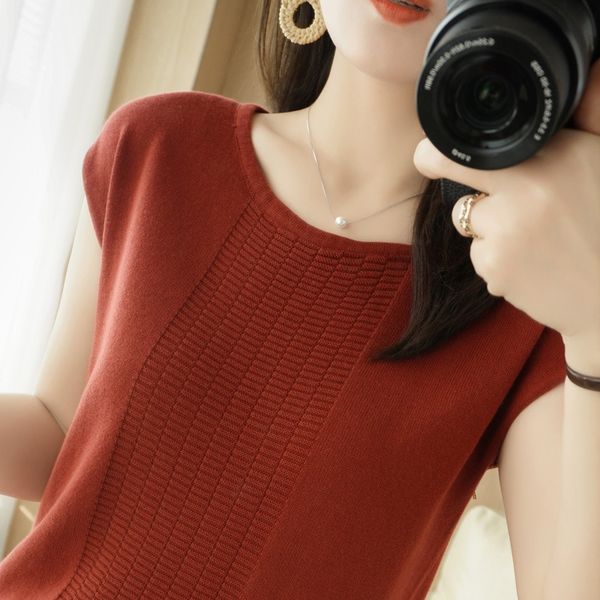 

T-shirt 2021 new summer round neck knitted short sleeve women's Cotton hemp loose top T-shirt, White