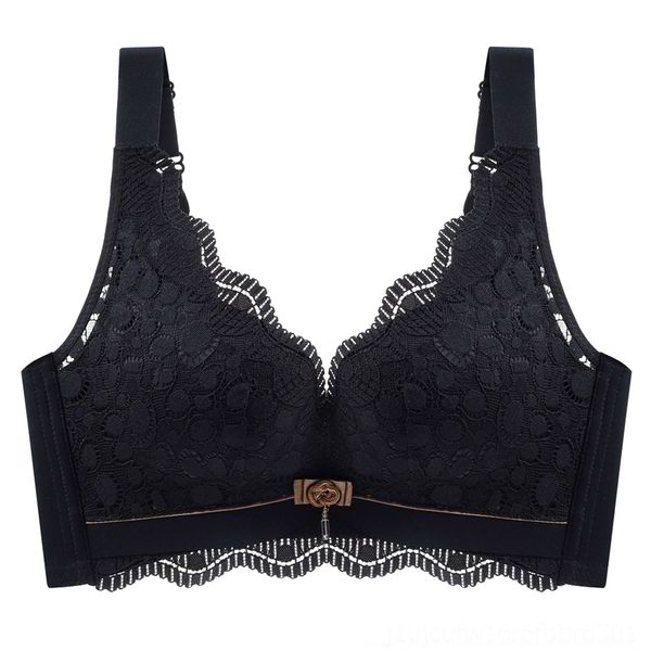

6z0 2021rimless lace women's large women's underwear underwear lace bra size gathered up non marking adjustable bra, Red;black
