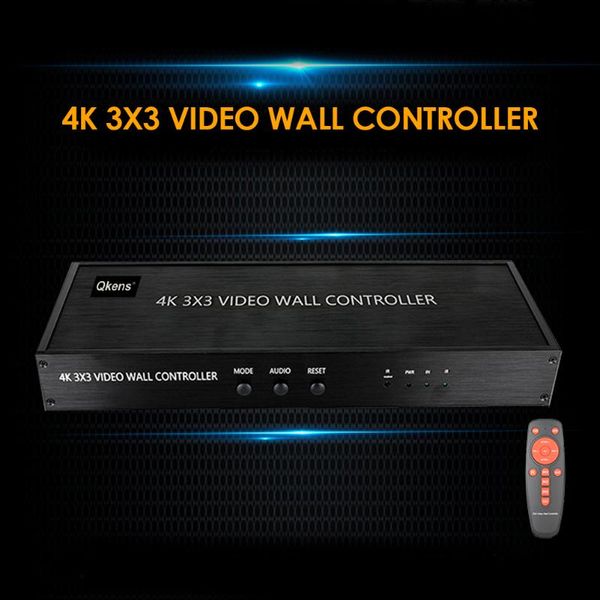 

3x3 hd tv video wall controller 9 display monitors screen stitching processor 3x2 2x2 1x3 2x3 4x2 2x4 -compatible splicer audio cables & con