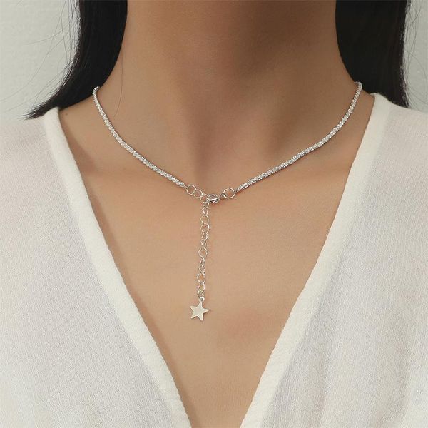 

pendant necklaces fashion simple short star necklace charming female silver color clavicle chain choker creative girl jewelry gift