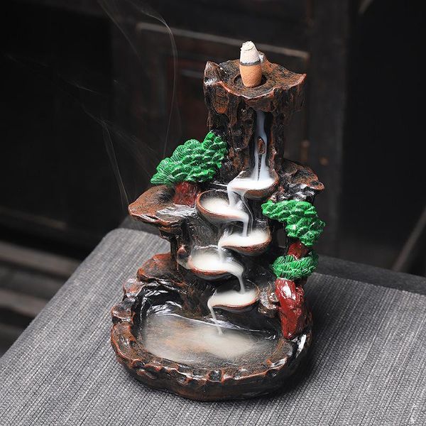 

backflow incense burner creative home decoration high mountain and flowing water resin crafts sandalwood fragrance lamps