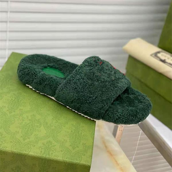 

designer fashion latest women's slippers sandals imported wool material luxury custom logo soft and comfortable 34-40, Black