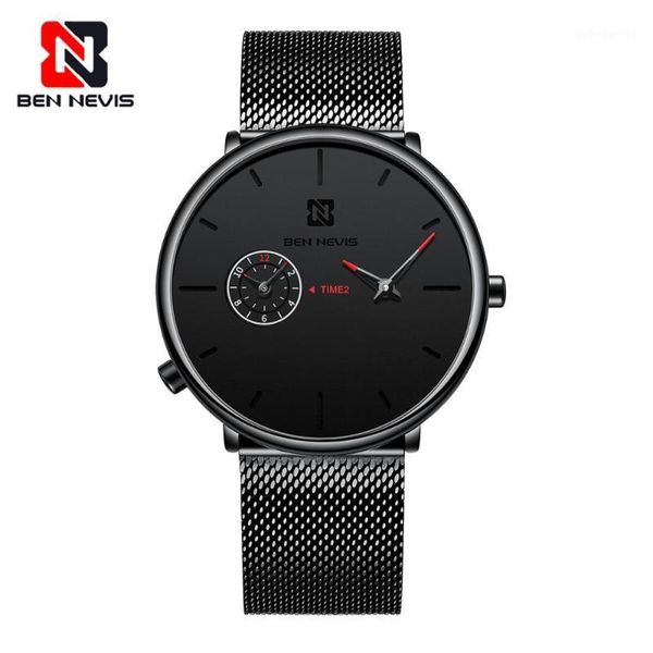 

wristwatches ben nevis fashion ultra thin waterproof steel strap watch for men casual business quartz wrist relogio masculin gift, Slivery;brown