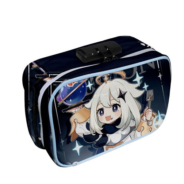 

cosmetic bags & cases genshin impact paimon 3d print portable storage carrying stratification password lock zipper box women makeup organize