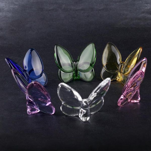 

party favor colored glaze crystal butterfly ornaments home decoration crafts holiday gifts