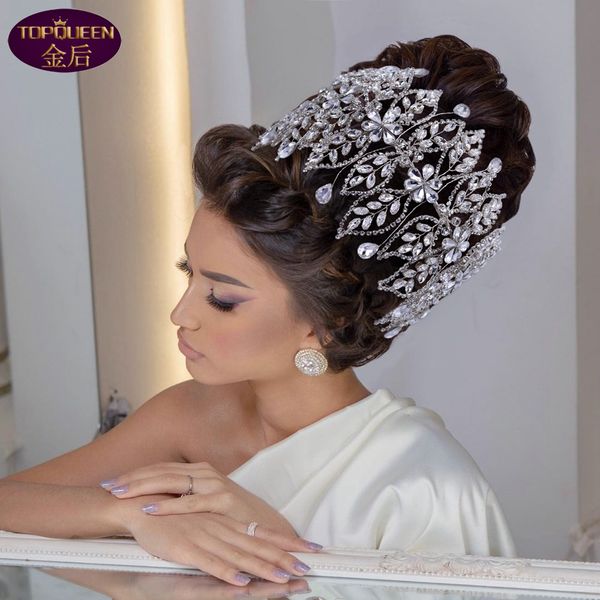 

wide pressure diamond tiara dress baroque crystal bridal headwear crown rhinestone with wedding jewelry hair accessories diamond bridal crow, Silver