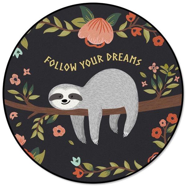 

carpets kawaii sloth flower branch cartoon carpet printed alfombra floor mats kids room area rug living bedroom round rugs