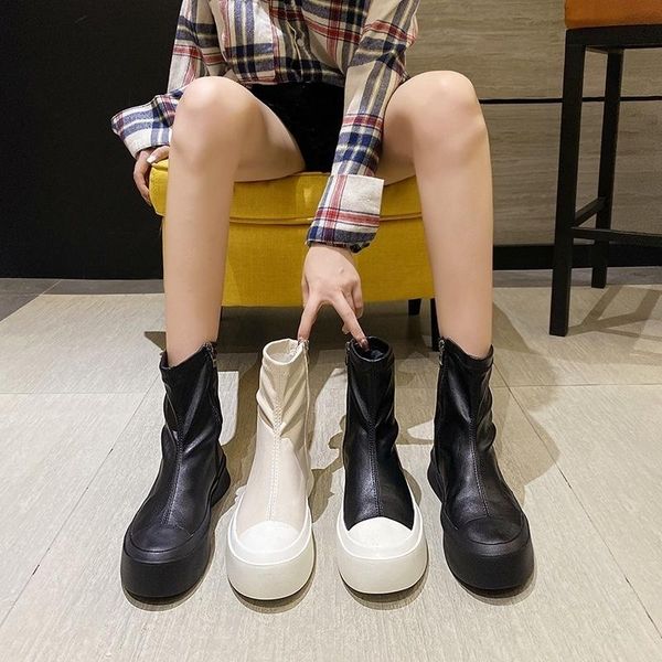 

dress shoes boots women's british short spring and autumn single 2021 versatile casual thick soled fashionable, Black