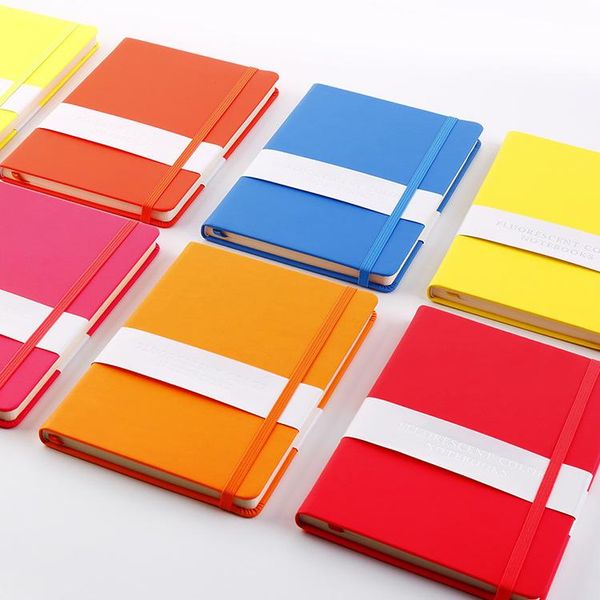 

notebook hard - faced imitation leather multi color bound student diary a5/16k/32k office planner notepads, Purple;pink