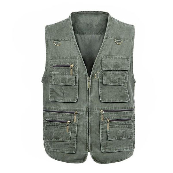 

men's vests many pockets vest middle-aged elderly men cotton soft waistcoat plus size 7xl sleeveless jacket zipper outdoor casual loose, Black;white