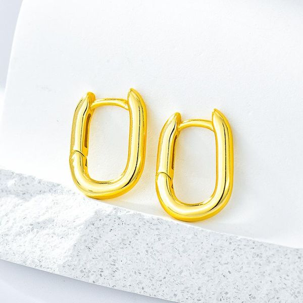 

hoop & huggie green purple 925 sterling silver luster earrings for women simple luxury oval earring gold fashion jewelry wholesale, Golden;silver
