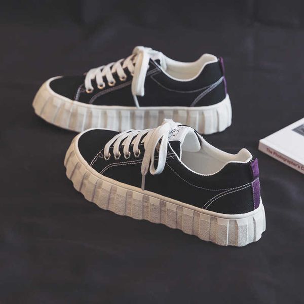 

women platform shoes spring summer new fashion women shoes casual solid canvas women casual shoes fashion sneakers y0907, Black