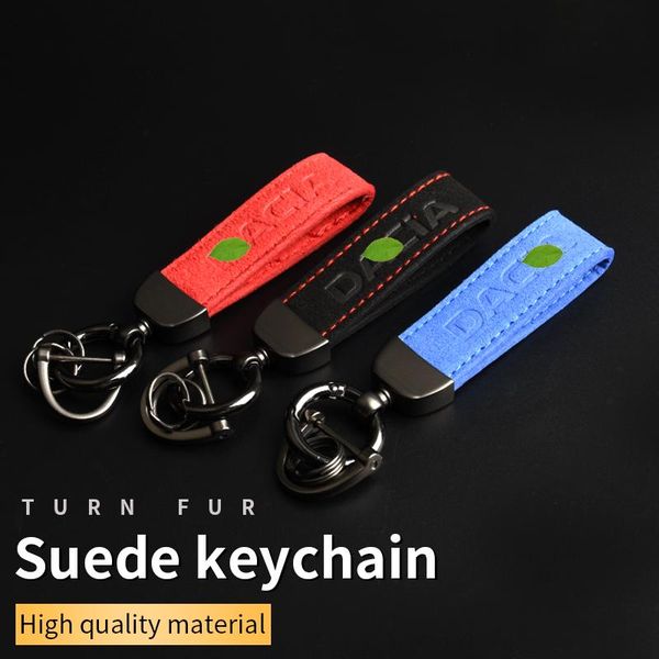 

keychains suede key strap dacia logo ring for lodgy 2 mcv sandero duster logan car accessories keychain, Silver