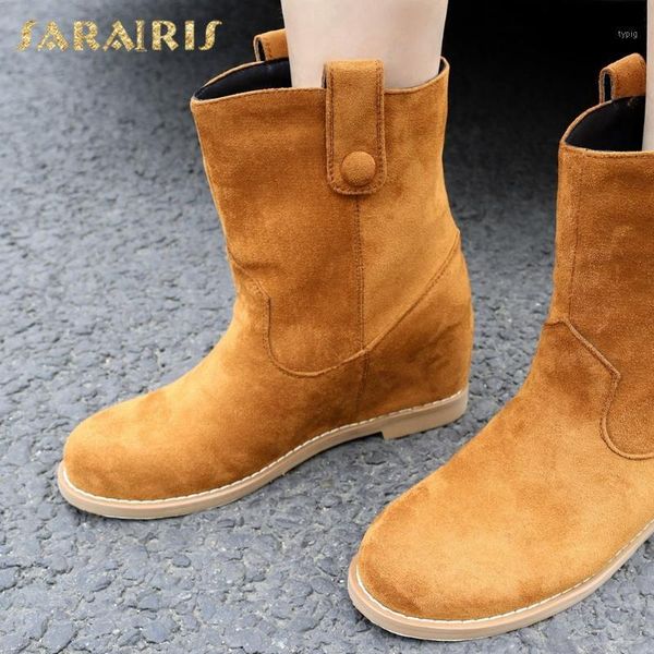 

boots sarairis arrivals big size 43 platform fashion shoes ladies female slip on increasing heels ankle woman1 8hnw, Black