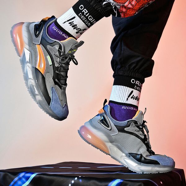 

shoes trendy versatile pop-up autumn new men's sports running popcorn shoes, Black