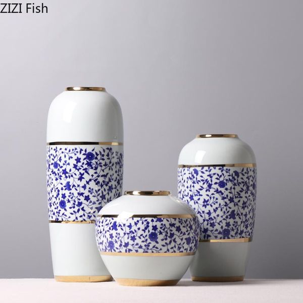

vases chinese blue and white porcelain flower vase crafts living room tv cabinet arrangement hydroponic ceramic