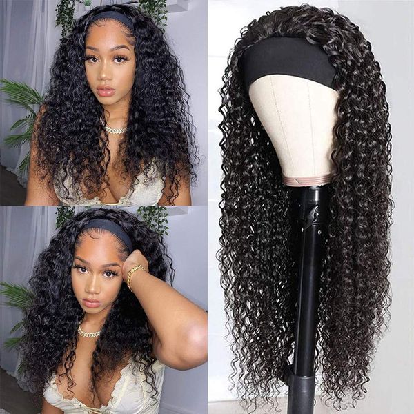 

curly headband wigs synthetic kinky curly 12-20 inch machine made none lace front wigs for black women glueless deep curly wigfactory direct