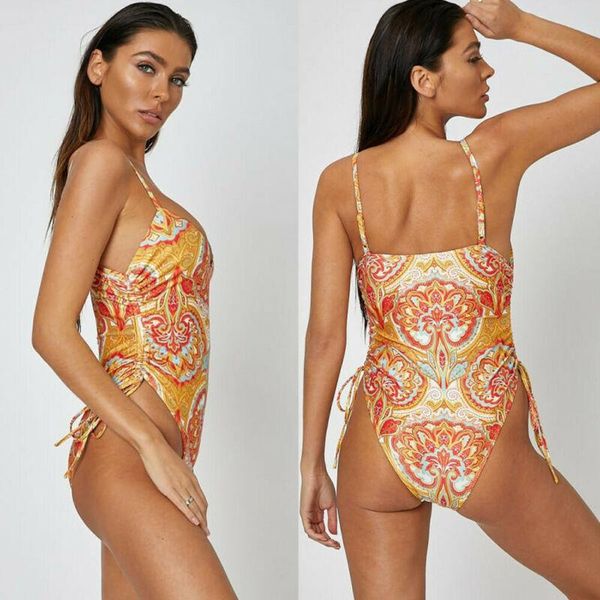 

women floral print push-up padded bra bandage bikini set swimsuit triangle swimwear bathing one-piece suits