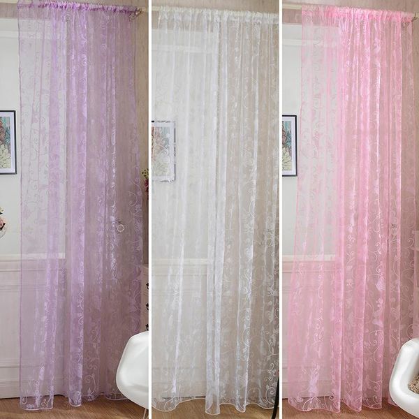 

colorful tulle curtain romance sheer flocked window drape panel voile curtains drop & drapes