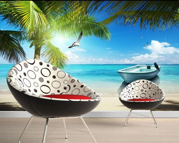 

wallpapers custom 3d wallpaper maldives sea beach tree view living room backdrop po