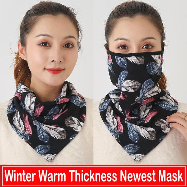 

scarves 2021 winter warm face mask scarf women cotton print ring neck men reusable outdoor sport riding masks foulard bandana, Blue;gray