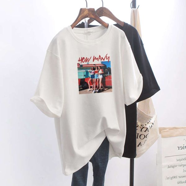 

t-shirt women's cotton white printed short sleeve 6iie