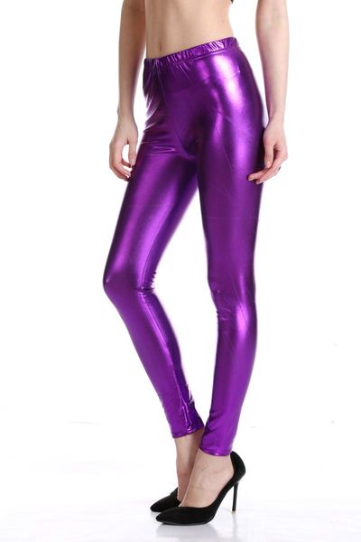 

tights bright leather pu texture leggings high waist women's two-piece suits