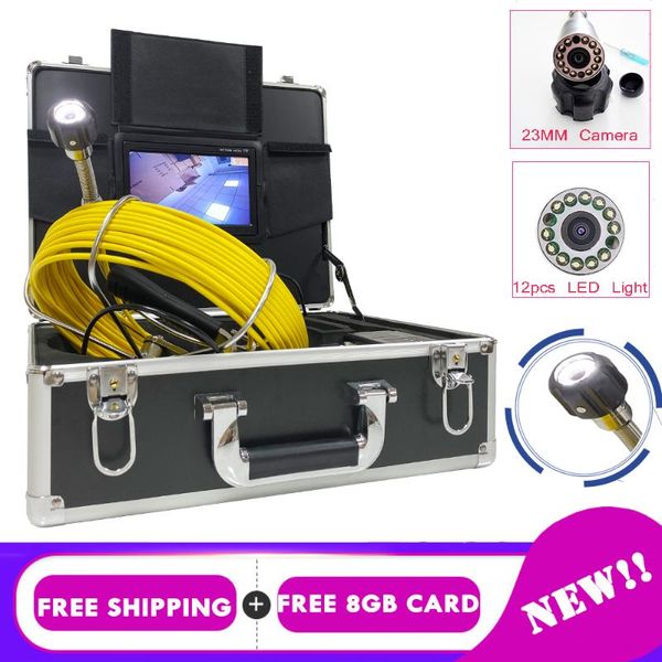 

4500mah battery pipeline drain inspection camera 7inch lcd monitor 23mm head waterproof pipe sewer endoscope ip cameras