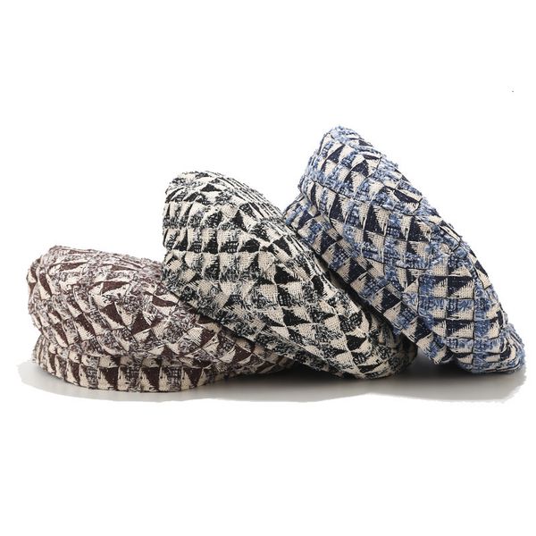 

chic beret women's england versatile fashion artist hat street trend small fragrance bud hat, Blue;gray