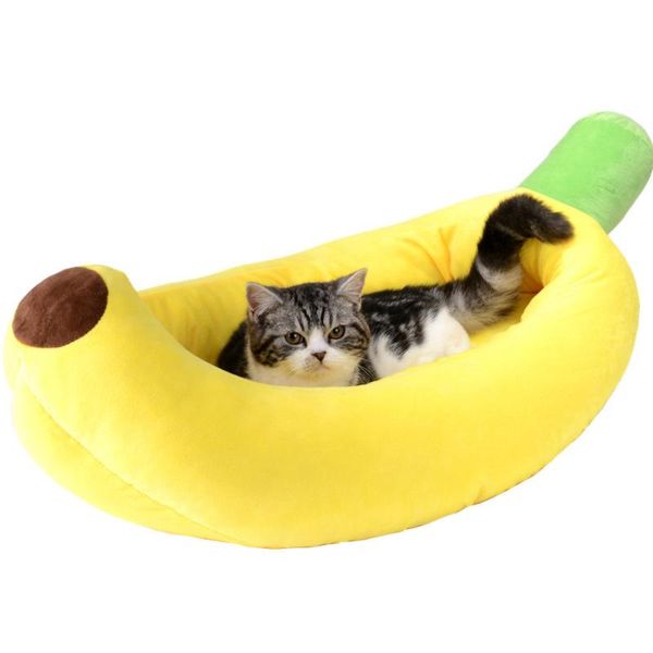 

cat beds & furniture detachable cartoon banana dog bed cute soft pet dogs cats mat sofa warm nest creative house all seasons suit