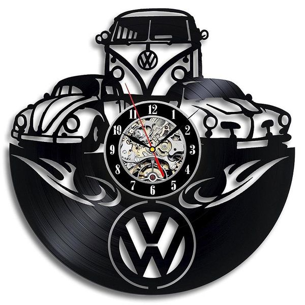 

wall clocks car logo record clock modern design art silent unique decorative 3d hanging cd watch 2021