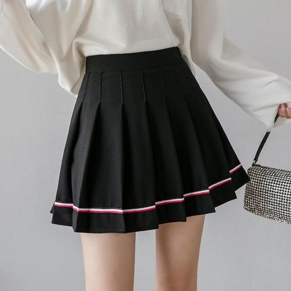 

skirts magogo pleated skirt women's high waist cotton blend a-line mini, Black