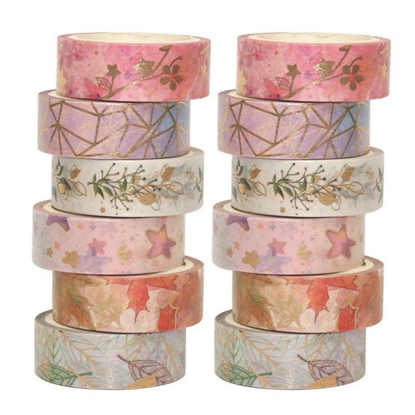

6rolls flower foil washi tape floral decorative scrapbooking po school tools kawaii scrapbook paper 5m*1.5cm gift wrap