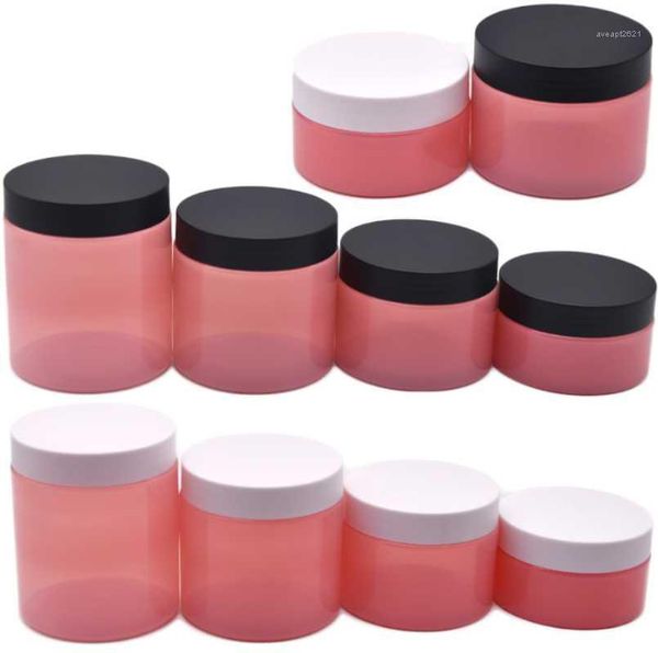 

storage bottles & jars 30pc/lot pink 250g 200g 150g plastic cosmetic cream jar 100ml makeup face mask lotion candy coffee beans packagi