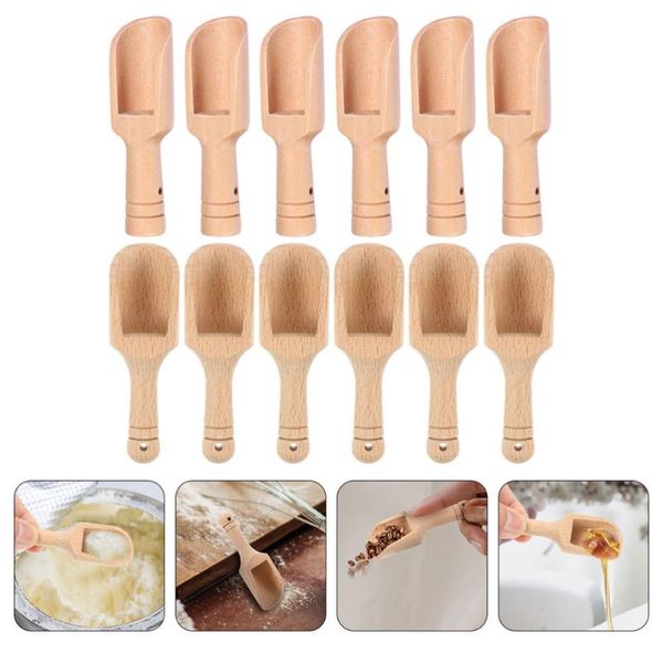 

spoons 12pcs wooden salt durable kitchen condiment accessories