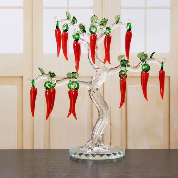 

decorative objects & figurines crystal creative chili tree day red fire ornaments wine cabinet living room wedding home table decor