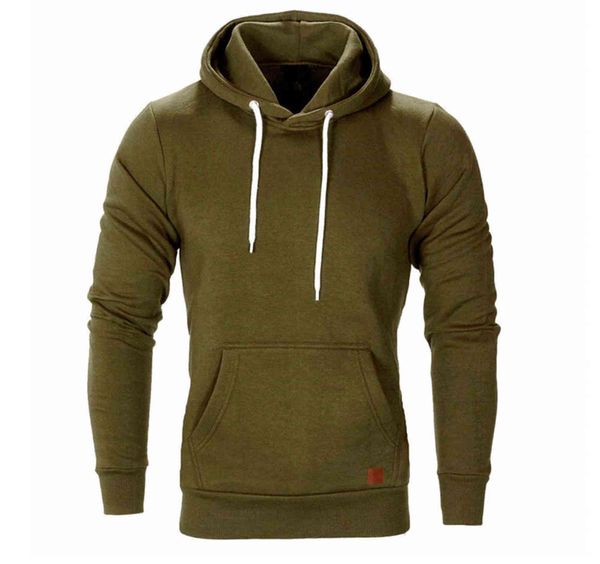 Autunno uomo casual manica lunga tasca frontale morbido cotone tinta unita cerniera pullover felpe felpe abbigliamento da corsa Y211122