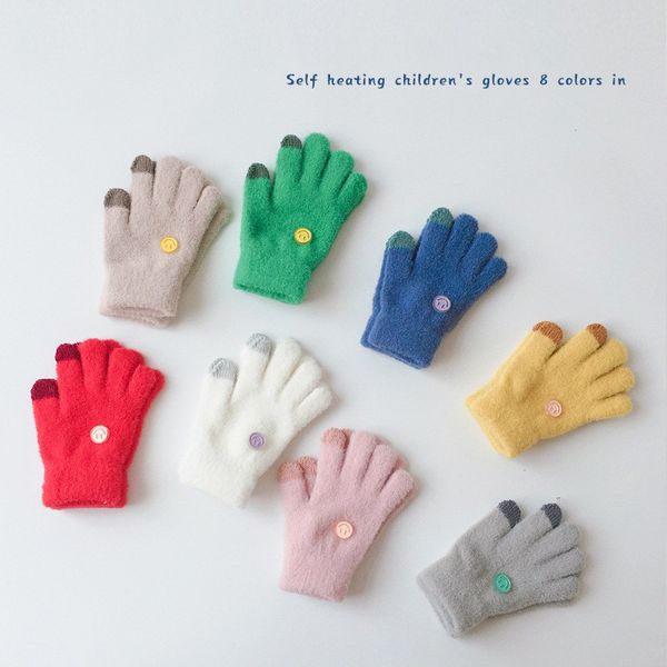 

korean autumn and winter new children' gloves baby warm finger gloves, Blue;gray