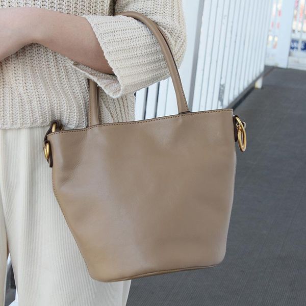 

bucket bag literature and art model portable head leather messenger simple handbag shoulder bags