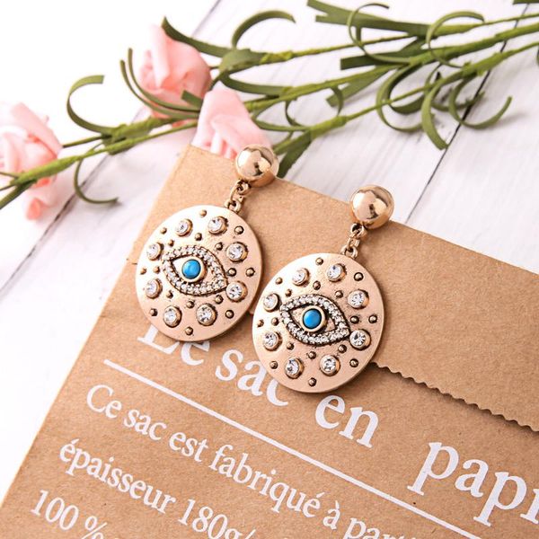 

dangle & chandelier balanbiu geometric round exquisite crystal evil eye blue pupil drop earrings for women gift vintage gold color fashion a, Silver