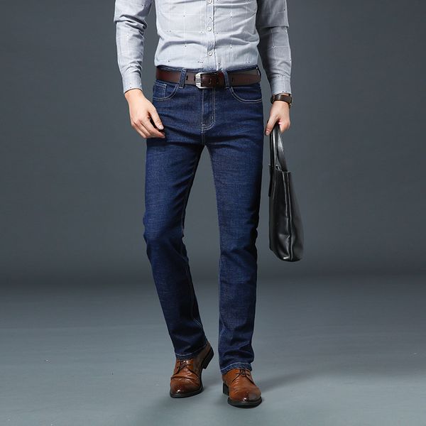 

men's jeans mens smart casual stretch slim fit men denim pants fashion brand male trousers comfortable straight man p7wj, Blue