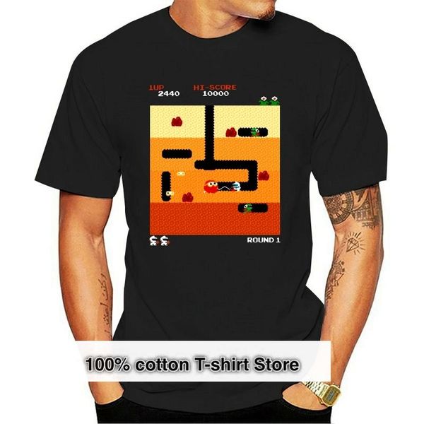 

men's t-shirts men t-shirt dig dug tshirt women t shirt, White;black